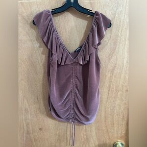 Express Dusty Rose Ruffle Blouse
